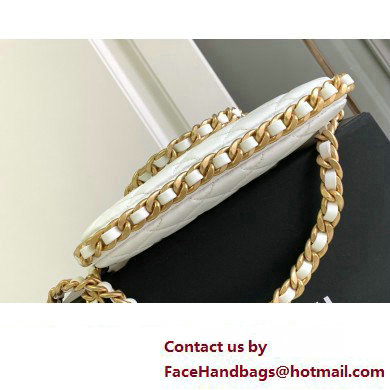 chanel White Shiny Crumpled Lambskin  &  Gold-Tone Metal Clutch with Chain AP3487 2023